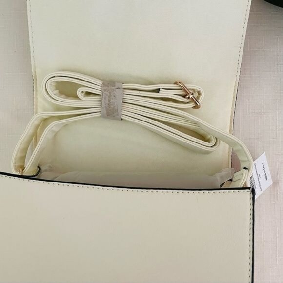 Muse Royale Small Faux Leather Satchel Bag in Ivory White with Crossbody Strap - Picture 6 of 9